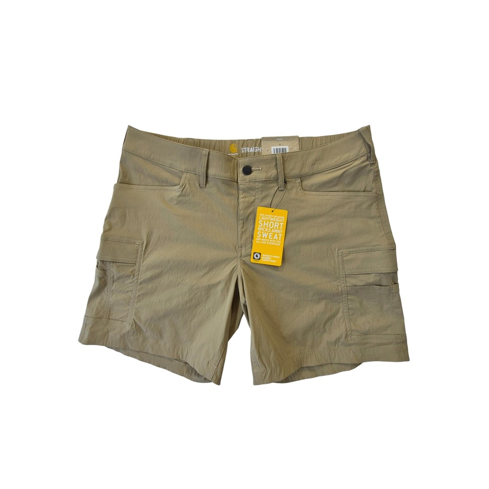 Carhartt Force Madden Cargo Shorts Women 14 Tan Rugged Flex 7" NWT 103606